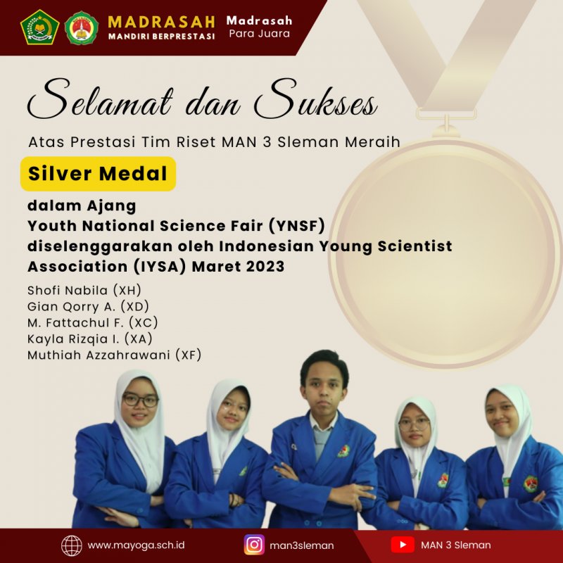 MAN 3 Sleman Medali Perak YNSF 2023